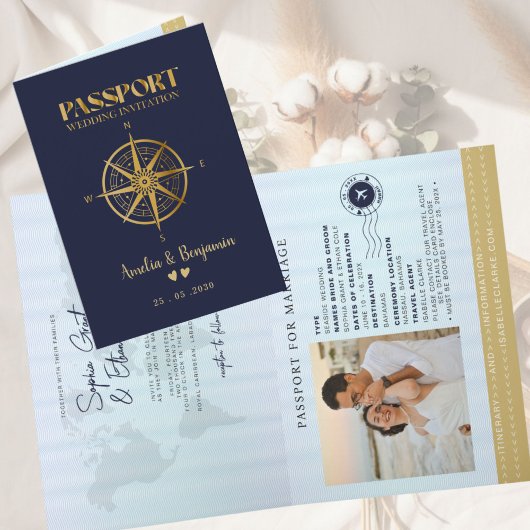 Nepgouden kompas reis paspoort bestemming