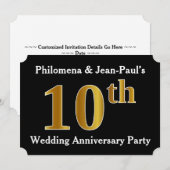 Nepgouden look 10e trouwfeest kaart (Voorkant / Achterkant)