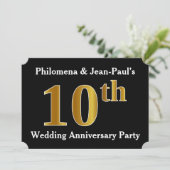 Nepgouden look 10e trouwfeest verjaardagsfeest kaart (Staand voorkant)