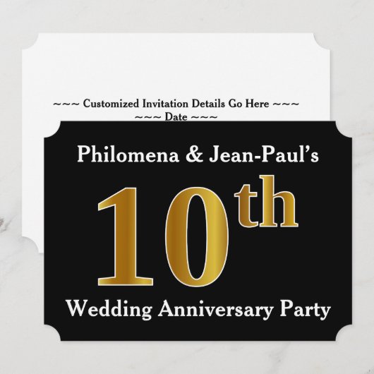 Nepgouden look 10e trouwfeest verjaardagsfeest kaart (Voorkant / Achterkant)