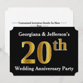 Nepgouden look 20e trouwjubileumfeestje kaart (Voorkant / Achterkant)