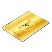 Nepgouden Metallic Uitzicht Moderne Monogram Sjabl Notitieboek (Linkerzijde)