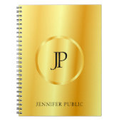 Nepgouden Metallic Uitzicht Moderne Monogram Sjabl Notitieboek (Voorkant)