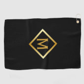 Nepgouden Monogram – Zwart & Goud Golfhanddoek (Horizontaal)