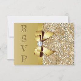 Nepgouden pailletten strik diamant RSVP Kaartje