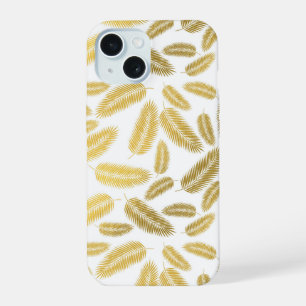 Nepgouden palmbloemblad motief iPhone 15 case