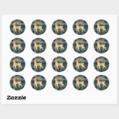 Nepgouden rendier ronde sticker (Vel)