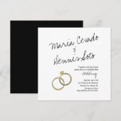 Nepgouden Ring Lettering Script Trouw Uitnodiging (Voorkant / Achterkant)