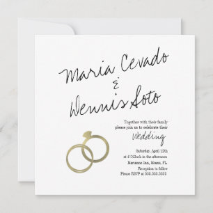 Nepgouden Ring Lettering Script Trouw Uitnodiging