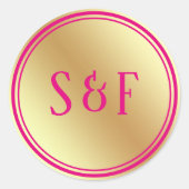 Nepgouden roze trouwmonogram enveloppe zegel (Voorkant)