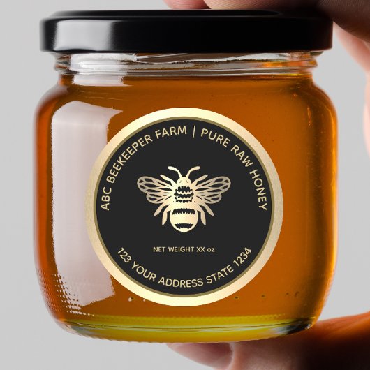 Nepgouden & Zwarte Bijenhoning Potlabel Ronde Sticker
