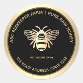Nepgouden & Zwarte Bijenhoning Potlabel Ronde Sticker (Voorkant)