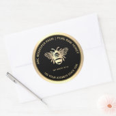 Nepgouden & Zwarte Bijenhoning Potlabel Ronde Sticker (Envelop)