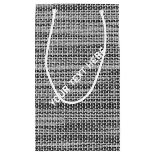 Nepgrijze stoffen cadeautas met aangepaste tekstna (Achterkant)