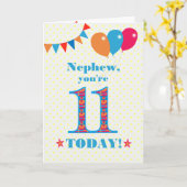 Nephew 11e Birthday Bunting Balloons Kaart (Gele Bloem)