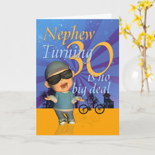 Nephew - 30e verjaardag Kaart Schattigee kerel (Gele Bloem)