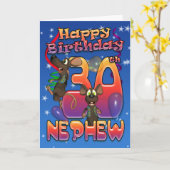 Nephew - 30ste verjaardag Kaart kleurrijk met muiz (Gele Bloem)