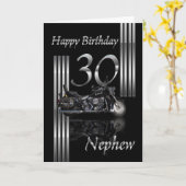 Nephew - 30ste verjaardag Kaart Motorbike (Gele Bloem)