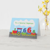 Nephew 6e verjaardag kleurrijke trein op nummer kaart (Gele Bloem)