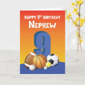 Nephew 9e verjaardag Sportzalen Kaart (Gele Bloem)