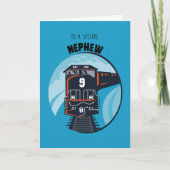 Nephew 9e verjaardag trein, kleine jongen, blauw kaart (Voorkant)