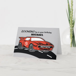 Nephew Birthday 5 Red Sports Car Kaart