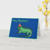 Nephew Birthday Card - Cute Iguana Kaart (Gele Bloem)