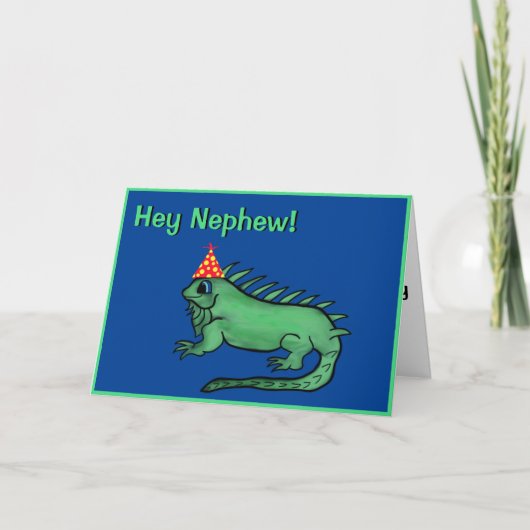 Nephew Birthday Card - Cute Iguana Kaart (Voorkant)