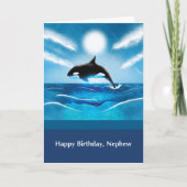 Nephew Birthday met Orca Whale in Ocean Kaart (Voorkant)