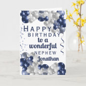 Nephew Birthday Navy Ballon Kaart (Gele Bloem)