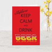 Nephew, Blijf kalm en drink bierverjaardagskaart Kaart (Gele Bloem)