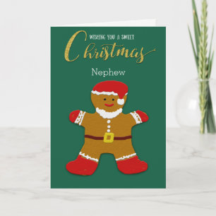 Nephew Christmas Gingerbread Man Santa Feestdagen Kaart
