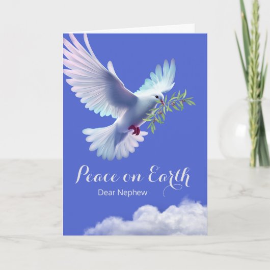 Nephew Christmas Peace Dove Olive Branch Kaart (Voorkant)