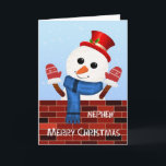Nephew Christmas Snowman vakantie Kaart<br><div class="desc">Wens je neef een vrolijk kerstfeest. Vier het vakantieseizoen met deze prachtige kerstkaart met een vriendelijke sneeuwman naast een muur versierd met vrolijk krijtschrift. Gekleed in een rood pet en handschoenen,  voegt de sneeuwpop een speelse en hartverwarmende touch toe aan uw feestelijke groeten.</div>