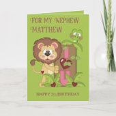 Nephew Cute Lion Birthday Wishes Kaart (Voorkant)