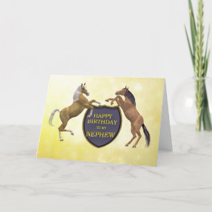 Nephew, een verjaardagskaart met opfokpaarden kaart