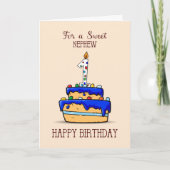Nephew, eerste verjaardag, 1 op de zoete blauwe Ca Kaart (Voorkant)
