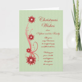 Nephew en familie kerstscopen en bloemen feestdagen kaart