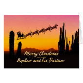 Nephew en kerstkerstman met partner over woestijn (Voorkant Horizontaal)