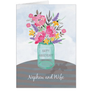 Nephew en vrouw Jubileum Jar Vase met bloemen