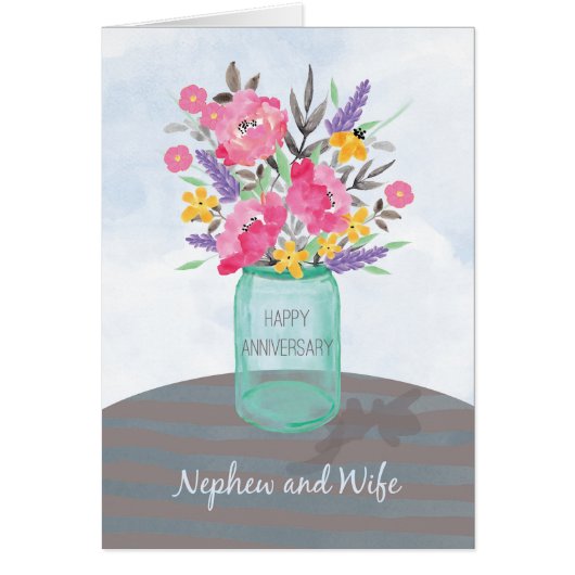 Nephew en vrouw Jubileum Jar Vase met bloemen (Voorkant)