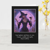 Nephew en vrouw nichtje in de wet grappige Hallowe Kaart (Gele Bloem)