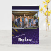 Nephew foto Happy Birthday Kaart (Gele Bloem)