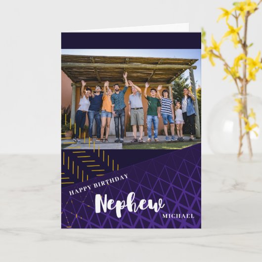 Nephew foto Happy Birthday Kaart (Gele Bloem)