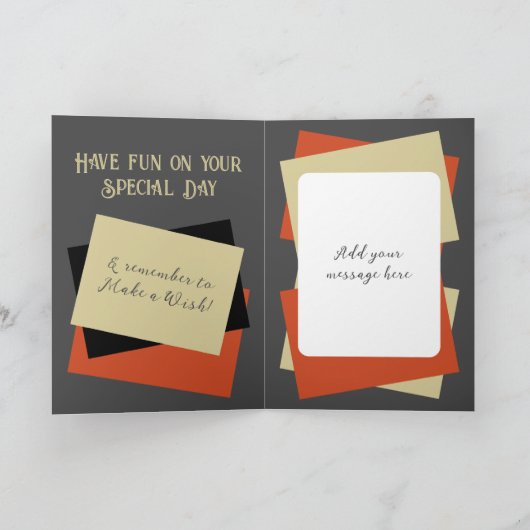 Nephew foto naam grijs oranje verjaardag kaart (Binnen)