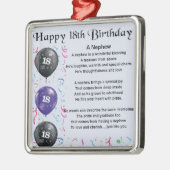 Nephew gedicht - 18e verjaardag metalen ornament (Links)