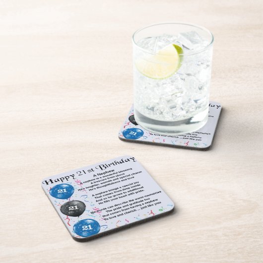 Nephew gedicht - 21e verjaardag bier onderzetter (Rechterzijde)