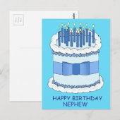 Nephew Happy Birthday Cake en kaarsen Briefkaart (Voorkant / Achterkant)