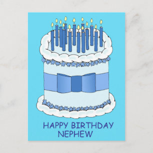 Nephew Happy Birthday Cake en kaarsen Briefkaart