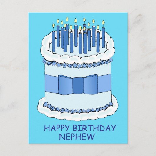 Nephew Happy Birthday Cake en kaarsen Briefkaart (Voorkant)